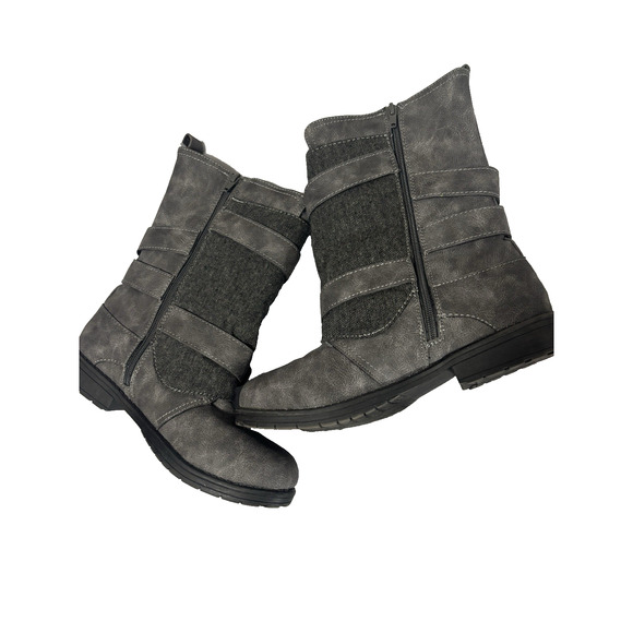 Rampage Jennis Women's 8 Gray Side Zip Mid Calf Boots Winter Cozy Biker Sexy - Picture 5 of 9